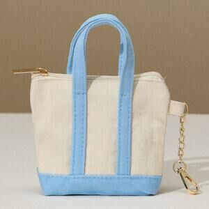Mini Canvas Tote Key Ring Bag Charm Light Blue